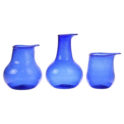 Vases en verre recyclé bleu cobalt (lot de 3) - HKliving