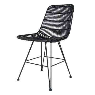 Chaise en rotin noir - HKliving