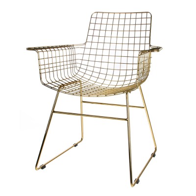 Chaise Wire avec accoudoirs laiton - HKliving