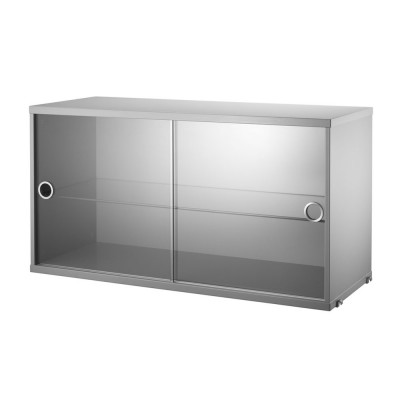 Vitrine grise avec portes coulissantes en verre - Système String - String Furniture