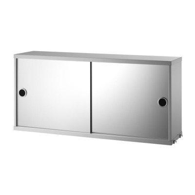 Cabinet avec portes coulissantes miroir gris - Système String - String Furniture