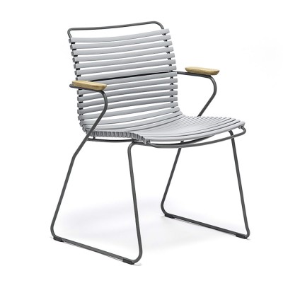 Chaise Click gris avec accoudoirs bambou - Houe