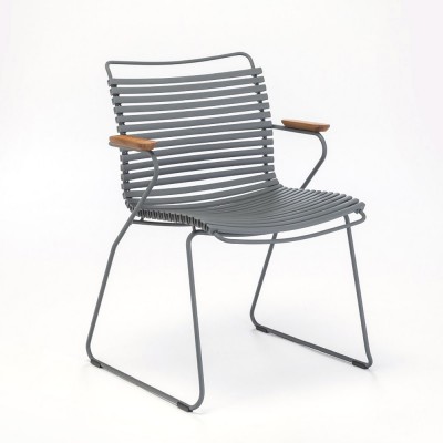 Chaise Click gris foncé avec accoudoirs bambou - Houe