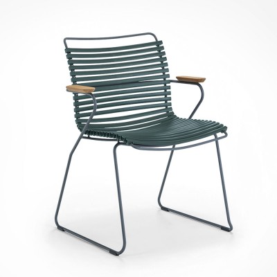 Chaise Click vert pin avec accoudoirs bambou - Houe