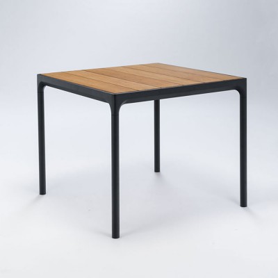 Table à manger Four 90x90cm noir & bambou - Houe