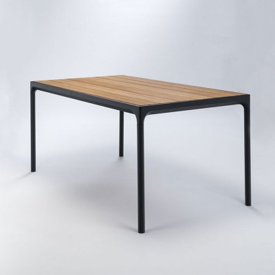 Table à manger Four 90x160cm noir & bambou - Houe