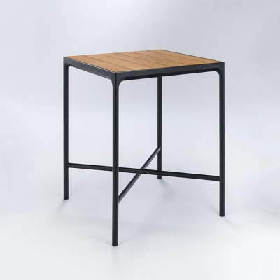 Table haute Four 90x90cm noir & bambou - Houe