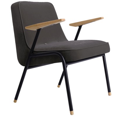 Fauteuil 366 Metal Velours graphite - 366 Concept