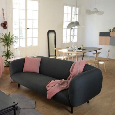 Canapé 3 places Moïra tissu gris foncé - ENOstudio