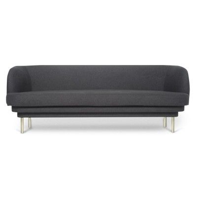 Canapé 3 places Cornice laiton & tissu gris - ENOstudio