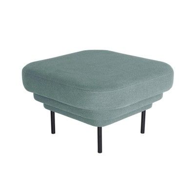 Ottoman Cornice noir & tissu bleu - ENOstudio