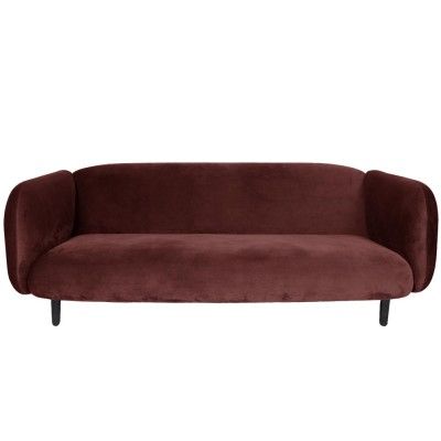 Canapé 3 places Moïra velours bordeaux - ENOstudio