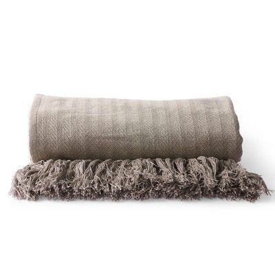 Couverture Zigzag en coton taupe - HKliving