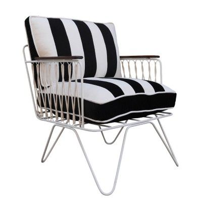 Fauteuil Croisette en velours rayé noir & blanc - Honoré