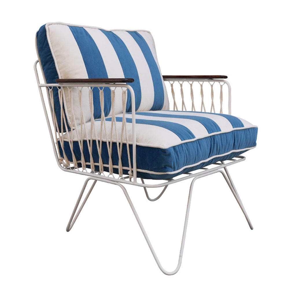 Fauteuil rayé bleu