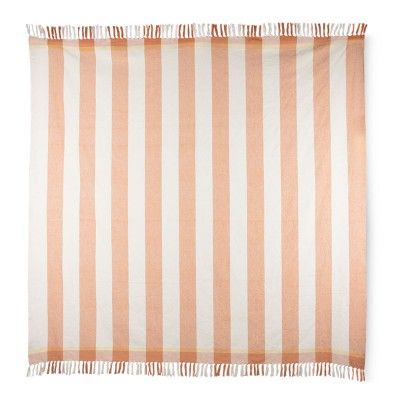 Couverture de plage en coton pêche, blanc & jaune - HKliving