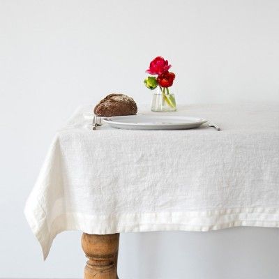 ontbijt Aan het liegen Gietvorm Linnen tafelkleed Wit | Linen Tales
