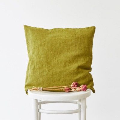 Housse de coussin en lin Moss green - Linen Tales