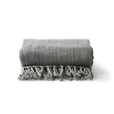 Couverture en coton brossé gris & violet - HKliving