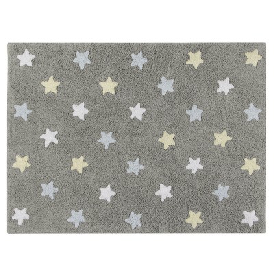 Tapis lavable Étoiles tricolore gris & bleu - Lorena Canals