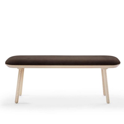 Banc Naïve frêne & velours brun 140cm - Emko