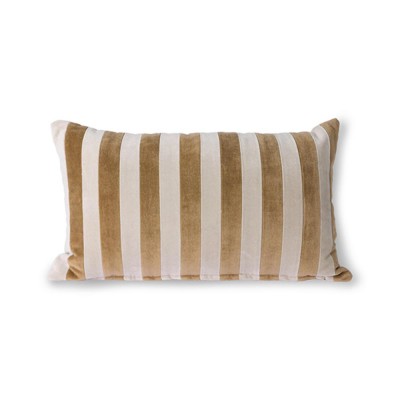 Coussin rayé en velours brun & naturel - HKliving