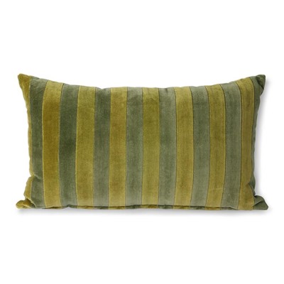 Coussin rayé en velours vert & camo - HKliving