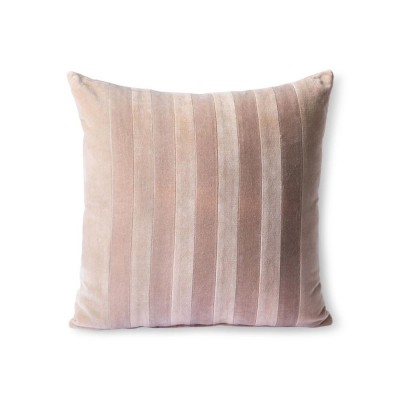 Coussin rayé en velours beige & rouge brun - HKliving