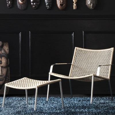 Repose pieds paille tissage rond naturel - Cane line