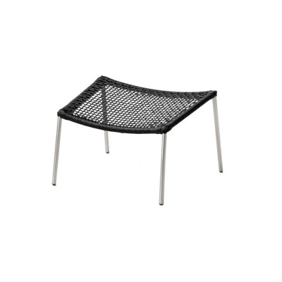 Repose pieds paille tissage rond noir - Cane line