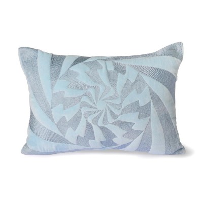 Coussin graphique brodé bleu givré - HKliving