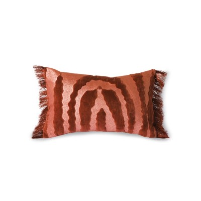 Coussin Tigre à franges en velours rouge - HKliving