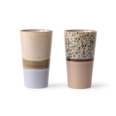 Mugs Latte céramique 70's (lot de 2) - HKliving