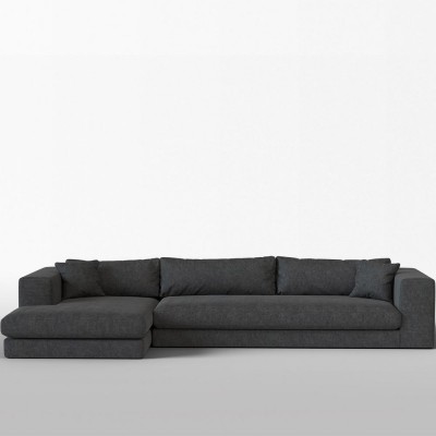 Canapé corner Bellechasse coton vintage Anthracite XL - Panac