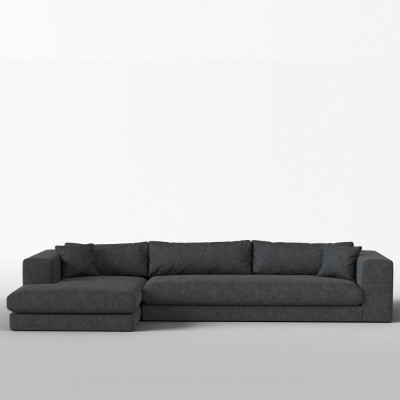 Canapé corner Bellechasse coton vintage Anthracite L - Panac