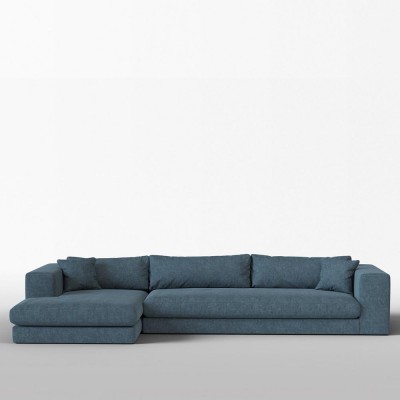 Canapé corner Bellechasse coton vintage Navy L - Panac