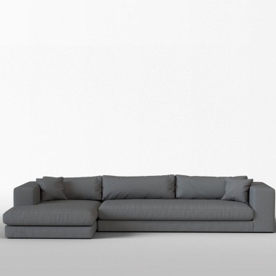 Canapé corner Bellechasse laine feutrée gris clair XL - Panac