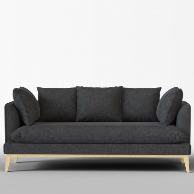 Canapé 4 places Custine coton vintage Anthracite - Panac