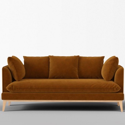 Canapé 4 places Custine velours gratté Cognac - Panac