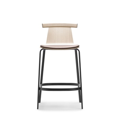 Tabouret de bar Atal simili cuir marron H66 cm - Alki