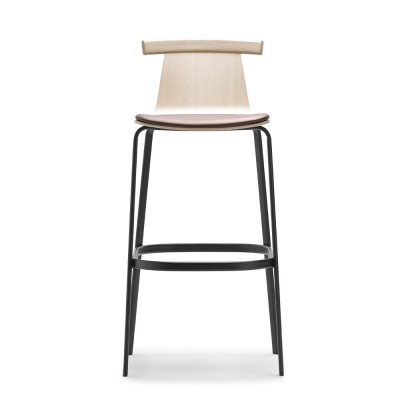 Tabouret de bar Atal simili cuir marron H80 cm - Alki