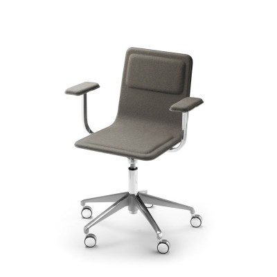 Chaise de bureau à roulettes avec accoudoirs Laia gris - Alki