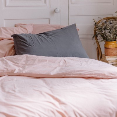 Housse de couette en percale de coton rose délicat - Les Pensionnaires