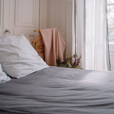 Housse de couette en percale de coton gris ardoise - Les Pensionnaires