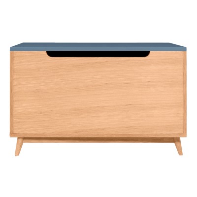 Coffre de rangement Souk en chêne et bleu ardoise - Kulile