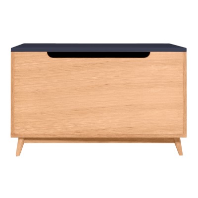 Coffre de rangement Souk en chêne et bleu nuit - Kulile