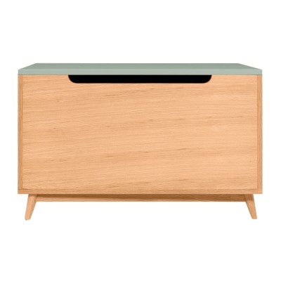 Coffre de rangement Souk en chêne et vert amande - Kulile