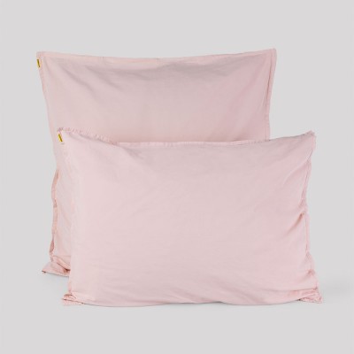 Taie d'oreiller en percale de coton rose délicat - Les Pensionnaires