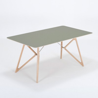 Table Tink chêne & plateau linoléum vert olive - Gazzda