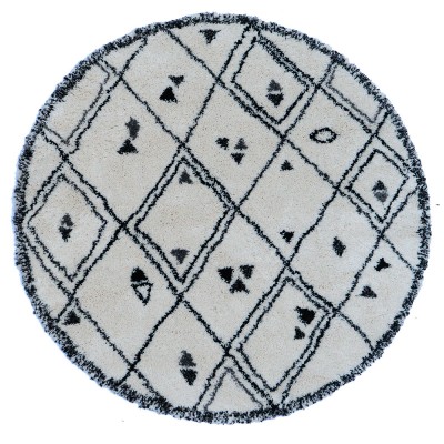 Tapis Farandole noir & blanc rond - Edito Paris